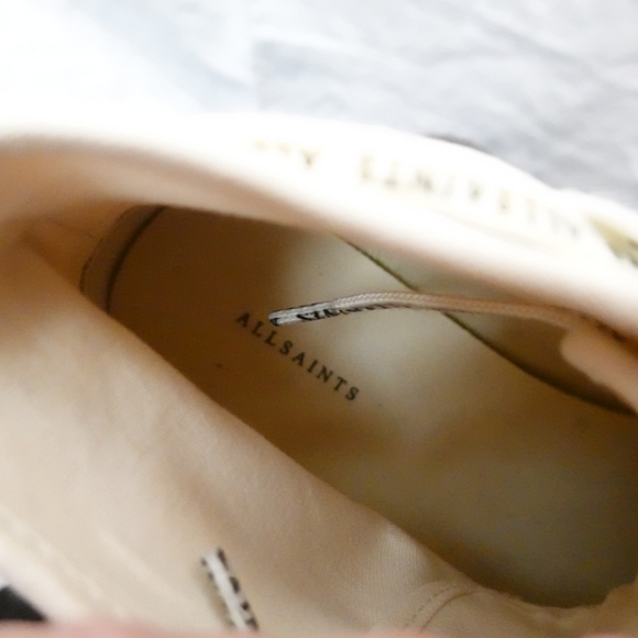 ALL SAINTS Cream Canvas Hightop Sneakers, size 41 - Picture 9 of 9